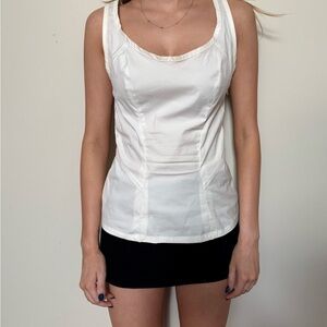 Prada size 44 tank top shirt zipper on the size, cotton stretch. Minimalist